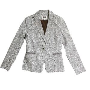 E3 By Etcetera Snake Print Blazer Jacket Size 4 Brown & White Career Wear
